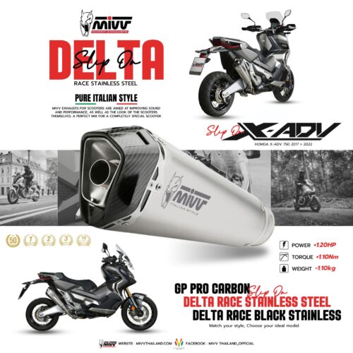 ท่อ Mivv สำหรับ HONDA X-ADV 750 2017 - 2024 | SLIP-ON DELTA RACE STAINLESS STEEL